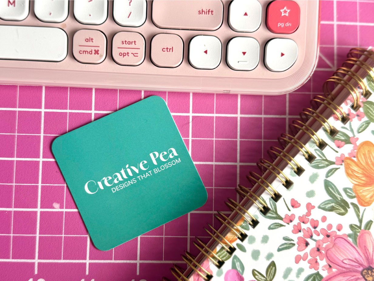 A peek at the desk where DIY meets design strategy. Every brand starts with a vision—and a lot of typing.