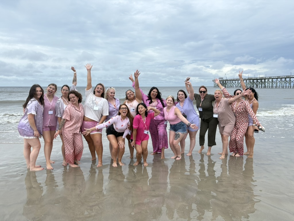 First night at the retreat — pajama party ready and not mad about it.